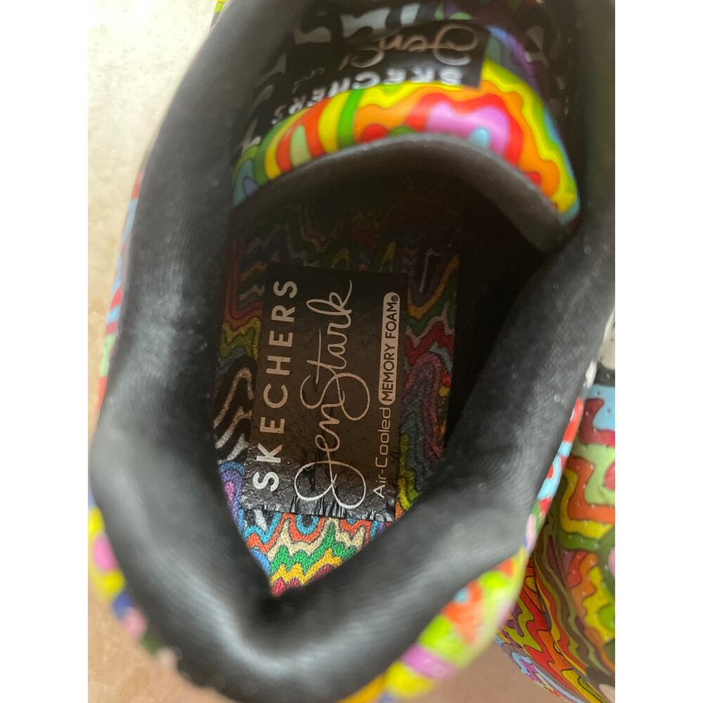 Skechers Sneakers Jen Stark Kids Size 1 Psychedelic Rainbow Art Shoes Swirl Shoe - Picture 5 of 13